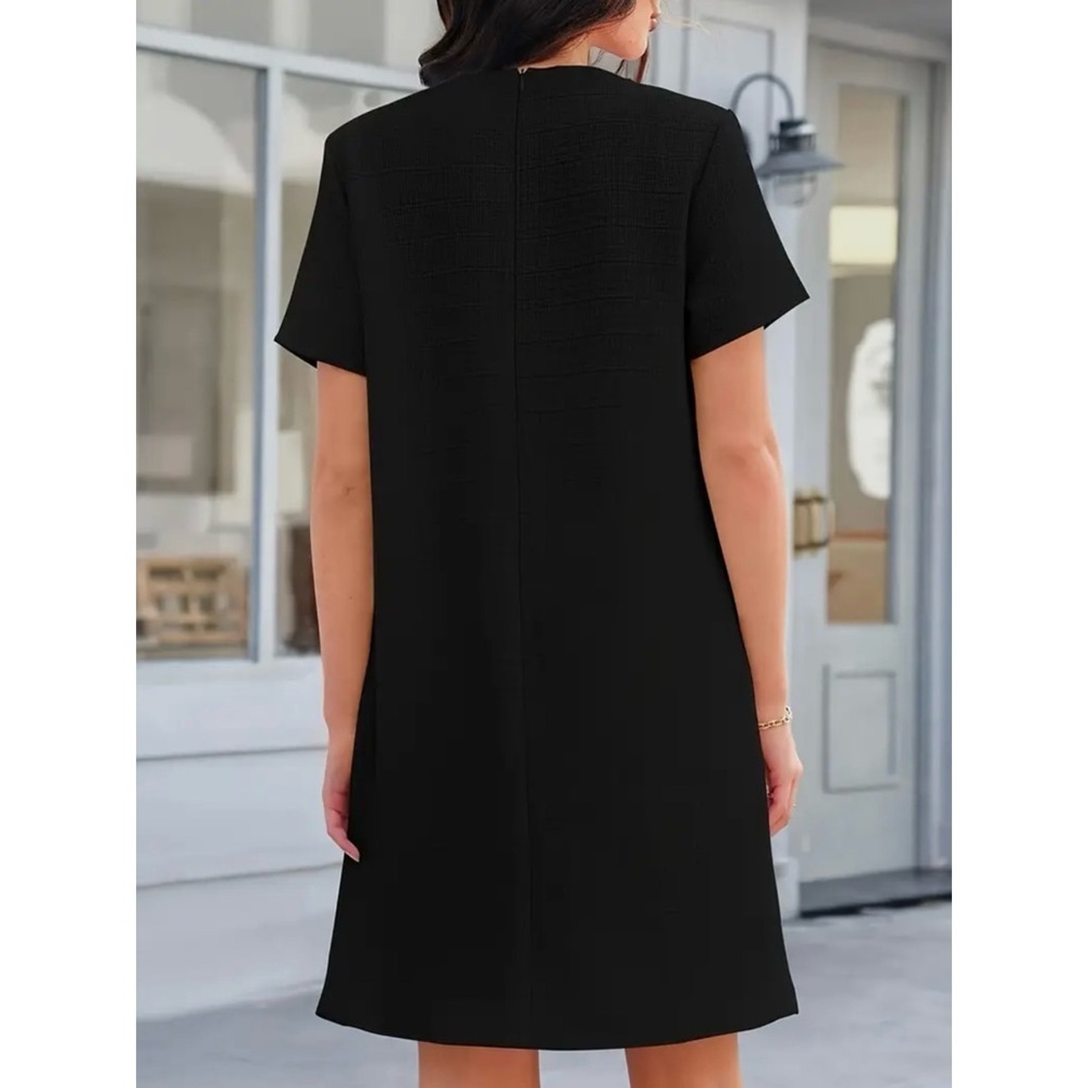 LAST 1! Tweed Black Fully Lined Hidden Zip Faux Pocket Gold Lion Buttons Dress! - Picture 4 of 7